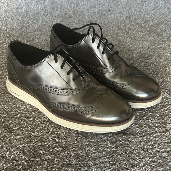 Cole Haan Women's ØriginalGrand Wingtip Oxfords - Metallic Gray - Picture 1 of 6